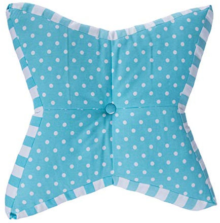 HOMESCAPES Blue Star Floor Cushion Large Decorative Children’s & Garden Seat Pad with Polka Dot Pattern, Pre-Filled 100% Cotton Indoor and Outdoor Cushion, 48cm