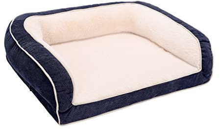 EMME Hundebett Grosse Hunde-111.8x86.4x25cm, Orthopädisches Hundebett XL, Memory Foam Hundesofa Flauschig Hundekissen, Hundekorbfür Große Hunde, Hundematratze Mit Waschbar Fleecebezug, Blau