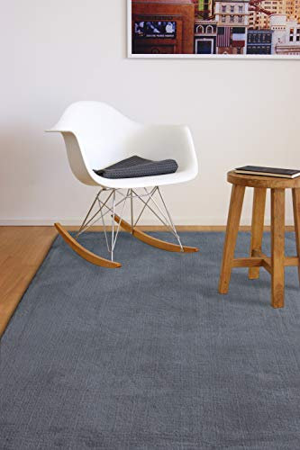 floor factory Moderner Teppich Pure grau 160x230 cm - flauschig weicher, pflegeleichter Teppich mit kurzem Flor