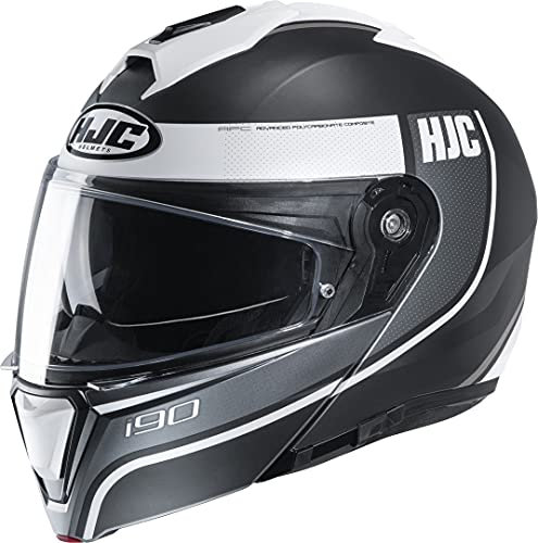 Motorradhelm HJC i90 DAVAN MC10SF, Schwarz/Weiss,