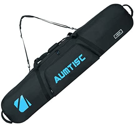 AUMTISC Snowboardtasche gepolstert für Reisetasche mit Ablagefächern, Schultergurt und Ausrüstungstaschen, Länge wählbar in 165cm blau