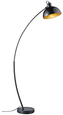 meineWunschleuchte Bogenleuchte aus Metall Schwarz 155cm Lampenschirm Schwarz-Gold