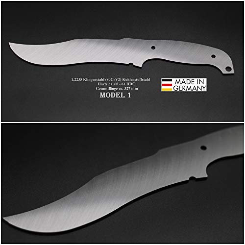Rohling Messer Model 01 / 327mm Poliert Messerbau Messerstahl Messerklinge Klingenrohling Jagdmesser