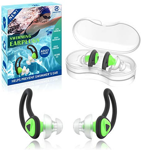Ohrstöpsel Schwimmen, 2 Paare Silicone wasserdichte Schwimmer Ohrstöpsel Gehörschutz-ohrschutz Gegen Wasser Erwachsene für Dusche, Pool, Baden Grün