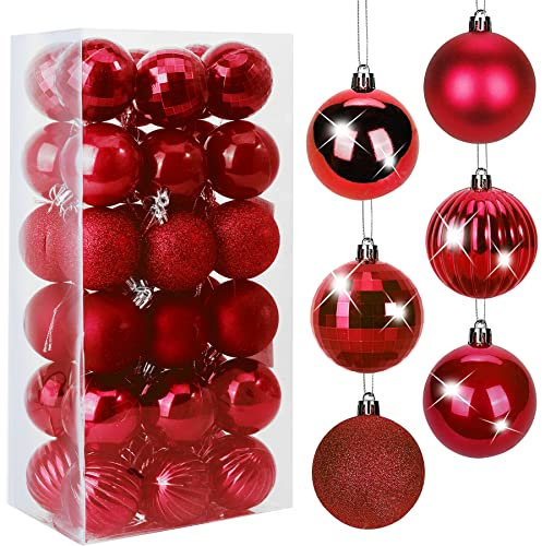 BLAZOR Weihnachtskugeln, 36 Stücke 4CM/6CM Christbaumkugeln Kunststoff, Weihnachtsdekoration Kugeln, Weihnachtskugeln Rot Gold Blau Silber, Christbaumschmuck Weihnachtsbaumschmuck