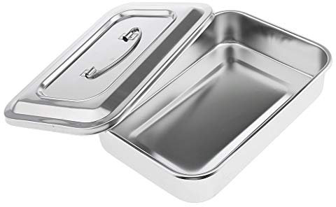 Medikamenten-Sterilisator-Box, Edelstahl, rechteckig, zur Desinfektion, Instrumentententablett mit Deckel und Griff