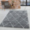 HomebyHome Teppich Wohnzimmer und Schlafzimmer Shaggy Teppich Skandinavisch Raute Design Grau und Weiss Läufer 80x250 cm - Hochflor Teppich Wohnzimmer Extra Weich Pflegeleicht - Carpet Living Room