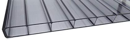 Stegplatte aus Polycarbonat graphit anthrazit |Doppelstegplatte| longlife Deluxe| 16mm stark | Hagelsicher bis 40mm Hagelkorndurchmesser |Steg 2 Fach | 16/32 980mm x 3000mm (B x T)