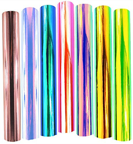 7 Pack Holographic Permanent Adhesive Vinyl Sheet Craft Vinyl for Silhouette Tumblers Cameo Craft Cutter Letters, Banners, Window Graphics, Glass Mirrors, Scrapbooking,30cm by 30cm