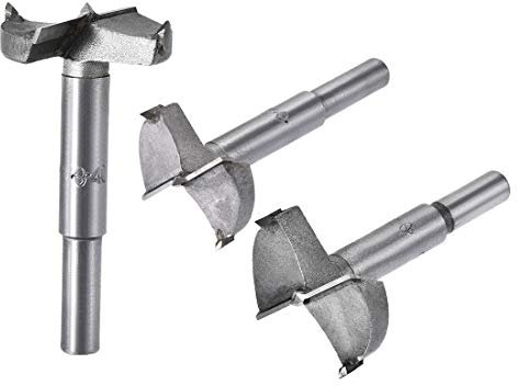 sourcing map Forstner Holzbohrer 40mm 42mm 45mm Durchm. Lochsäge Hartmetall Stahlspitze Rundschaft Schneiden für Scharnier Sperrholz Holzwerkzeug 3in1 Set