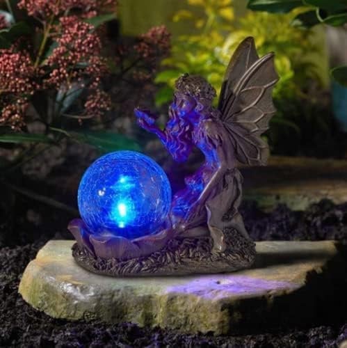 Garden Mile Solarbetriebene Außenleuchte Statue LED Garten oder Terrasse Ornament mit mehrfarbigen Lichtern Neuheit Solar Gartenleuchten Garten LED Tier Ornamente Dekoration (Fairy)