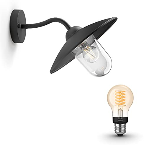 Philips Hue Hammock Wandlampe Außen (Schwarz) - Außenleuchte - E27 - Warmweißes Licht - Hue White Filament