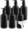 ZEOABSY 6 Stück Leere Schwarz Flaschen aus PET-Kunststoff 300 ml Leere Flaschen Seifenspender Lotionspender Badzubehör mit Weißen Lotion-Pumpen + 1 x Trichter