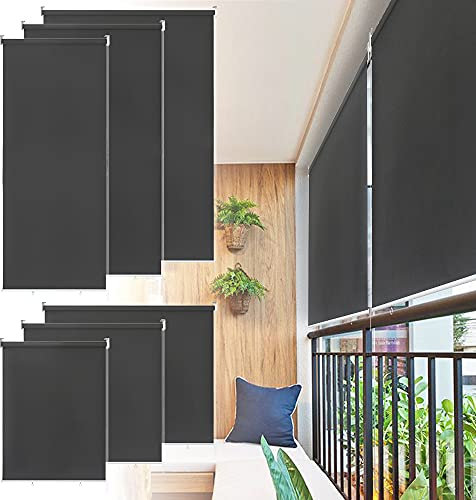 LARS360 - Store extérieur vertical - Protection solaire, brise-vue - Imperméable - Pour terrasse, balcon - Gris foncé - 140 x 140 cm