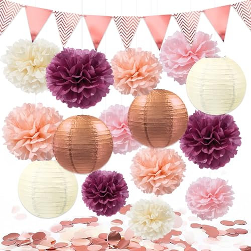YBwanli Bride to be deko,JGA deko frauen,Gartenparty,Enthält:Pompons deko,Papierlaterne,Konfetti,girlande,Wunderschöne und lebendige Effekte Kombinationsausdruck
