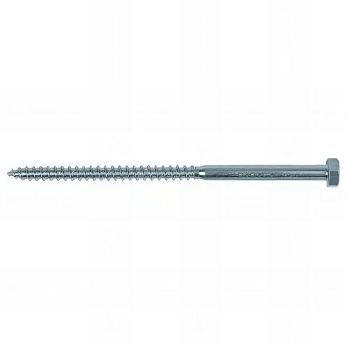 10 Tirefonds - Tête hexagonale 21 mm - D. 14 x 400 mm - Zingué - Boîte de 10 pcs