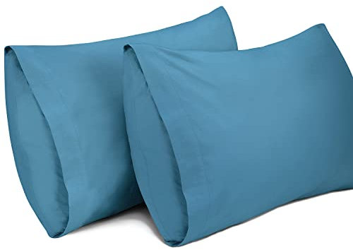 Lirex 2er Pack Kissenbezug 50 x 91 cm - 100% Baumwolle Kissenbezüge-Anthrazit-Kissenhülle-Hypoallergen, Oeko-TEX Zertifiziert, Blau