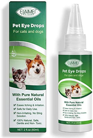 Pet Eye Drops, Dog Eye Cleaner, Tear Stain Remover For Dogs & Cats Eyes Eases Itching & Irritation, Care And Cleaning Around The Eyes - 60ML