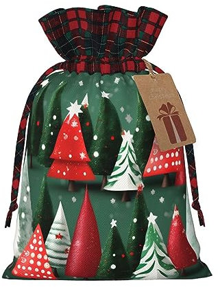 OdDdot Weihnachtsbaum-Druck-Beutel mit Kordelzug, Süßigkeitentasche, Weihnachtsfeiertags-Geschenk-Tasche. Für Feiertags-Party-Bevorzugungsbedarf