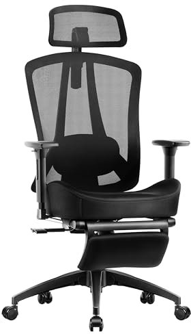 HOMESTOOL Silla Oficina Ergonómicas Silla Escritorio con 2-Eje Soporte Lumbar Regulable, Sillas de Oficina Malla Carbón Cadeira Escritório PC Rspaldo Ato Silla Asiento Espuma Viscoelástica Carga 150kg