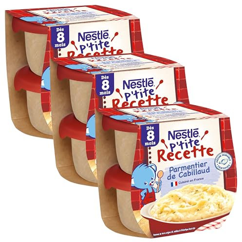 Nestlé Bébé P'tite Recette Parmentier de Cabillaud - Plat complet dès 8 mois - 2 x 200g (Lot de 3)