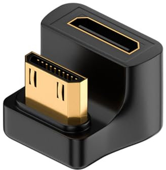 QIANRENON U-Förmig Winkel Mini HDMI 8K Display Adapter UHD2.1 Stecker auf Buchse 180 Grad Up Video Anschluss, LED Licht, für Tablet PC Digitalkamera Tragbare Camcorder (Umgedreht)