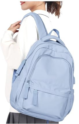 WEPLAN Backpack Women School Backpack for Girls Teenagers Boys School Bag Lightweight Casual Backpacks College Rucksack Women Men Work Bag with USB Charging Port Laptop Rucksack 14 inch,Sky Blue