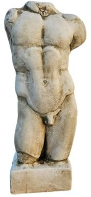 OUTLET DEL GIARDINO Busto Romano In Polvere Di Marmo Idea Regalo Statua Torso Nudo - Altezza 54 Cm - Base 19 X 14 Cm - Peso 21 Kg