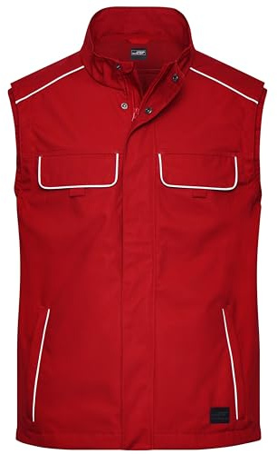James & Nicholson Workwear Softshellweste Light - Hochwertige Weste aus robustem Softshell | Farbe: red | Grösse: L
