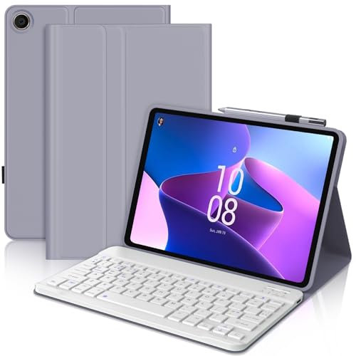 Keyboard Case for Lenovo Tab M10 (3rd Gen) 10.1, Wireless Detachable Bluetooth Keyboard with Protective Cover for Lenovo Tab M10 3rd Gen 10.1 Inch 2022 (TB-328FU/TB-328XU) Tablet, Lavender Purple