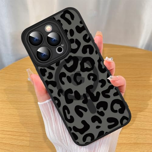 ZIYE Made for iPhone 14 Pro Case with Magnetic [Compatible with MagSafe] Leopard Print Pattern Matte Design Lens Cover & Shockproof Protection Men and Women Case for iPhone 14 Pro