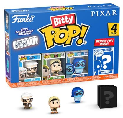 Funko Bitty Pop! Pixar - UP 4PK - Carl, Russell (Dug Days), Dug and A Surprise Mystery Mini Figure - 0.9 Inch (2.2 Cm) - Pixar Collection Collectable - Stackable Display Shelf Included - Gift Idea
