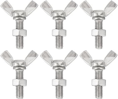 Sourcing Map 6pcs M6-1x20mm Wing Butterfly Screws Bolts with 6pcs Nuts, 304 Stainless Steel