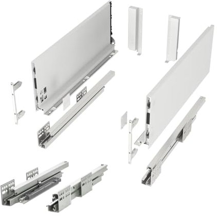 SOTECH Schubladensystem JUNKER SLIM mit Push to Open (weiß, Höhe 167 mm, Tiefe 550 mm, bis 35 Kg belastbar) Küchensschubkasten mit 13 mm schlanken Schubladenzargen