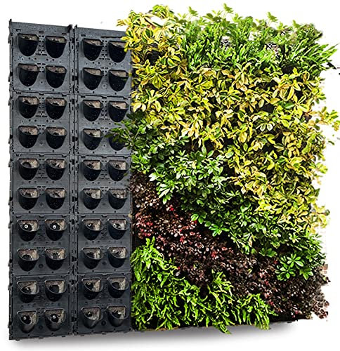 Jardinière Murale à arrosage Automatique avec 40 Pots, avec Pots de Fleurs en Module de Sol en Fibres solidifiées, jardinière Murale Verte Extensible, pour Fleurs, légumes, Herbes