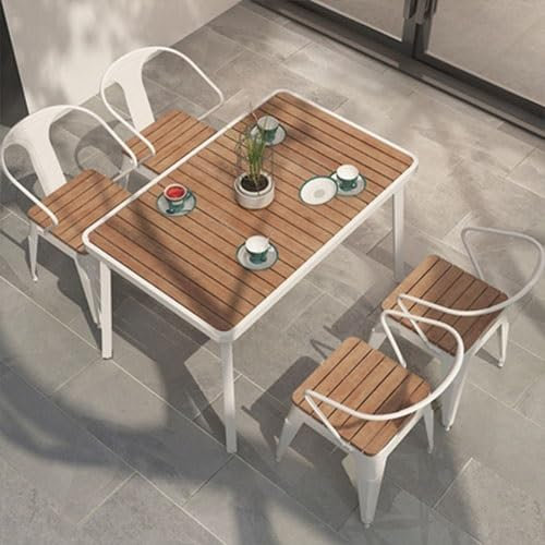 GLigeT Gartengarnitur Outdoor-Gartenmöbel-Sets aus Schmiedeeisen, Terrassentische und Stühle, wasserdicht, Sonnenschutz, Villa, Balkon, Freizeitmöbel Möbelset im Balkon (Color : 140cm Table 4 Chairs)