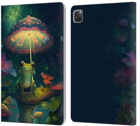 Head Case Designs Offizielle JK Stewart Frosch Mit Schirm Kunst Leder-Wallet-Hülle Kompatibel mit Apple iPad Pro 11 2020/2021 / 2022