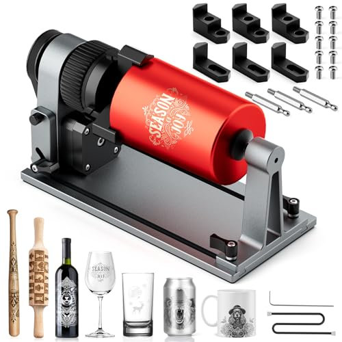 Woxcker ARot8 Laser-Rotationswalze, 4-in-1-Multifunktions, Verstellbares Backenfutter zum Gravieren von zylindrischen Objekten, Bechern, Ringen, Nur für Woxcker L2 L8 JL7 Laser Graviermaschine