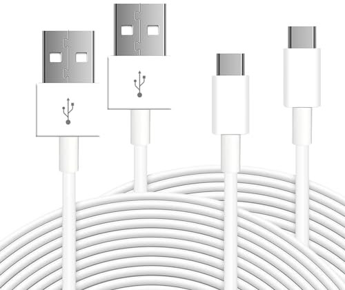 2Pack 3M/10Ft USB C Power Extension Cable for Home Security Cameras or Devices with USB C Port, USB A to USB C Durable Charging and Data Sync Cord-White