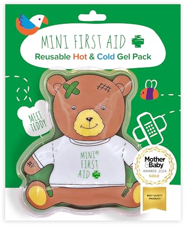 Mini First Aid Hot and Cold Gel Packs Reusable - Teddy Cold Compress for Kids Bumps, Scrapes and Sprains or Warm Compress for Muscle Aches and Pains, First Aid Kit Essential, As Seen on Dragons’ Den