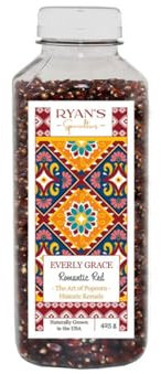 Everly Grace Romantic Red Popcornkörner – Roter historischer Popcornmais aus den USA, kleine Körner für knuspriges und aromatisches Popcorn für süße und herzhafte Rezepte, ideal für Heimkinoabende