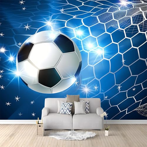 Générique Papier Peint Intissé Football Bleu 3D Mural Fond D'Écran Tapisserie Murales Panoramique 3D Mur De Fond Tv Papier Peint Chambre Enfant Adulte Poster Murales 200x140 cm