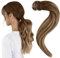 Easyouth Zopf Extension Echthaar Pferdeschwanz Extensions Echthaar Ombre Mittelbraun Mix Honigblond und Mittelbraun Balayage Clip in Zopf Extensions Echthaar 35 cm 70g #4/27/4