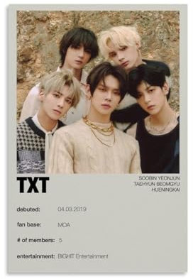 LaFegoude Txt Kpop Poster Dekorative Malerei Leinwand Wandkunst Wohnzimmer Poster Schlafzimmer Malerei,Wandkunst Bilddruck Moderne Familienzimmer Dekor 12x18inch(30x45cm)