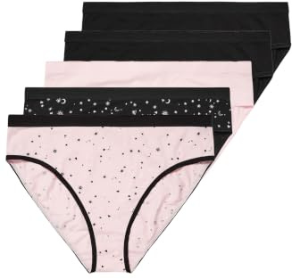 Yourset 5 Pack Curve & Pink Star Print High Leg Knickers - Women's - Plus Size Curve