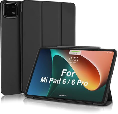 MuyDoux Case for Xiaomi Mi Pad 6/6 Pro 11 Inch 2023, Premium PU Cover with Soft Flexible Back, Auto Sleep/Wake, Ultra Thin Lightweight Protective Case for Xiaomi Mi Pad 6 / Mi Pad 6 Pro, Black