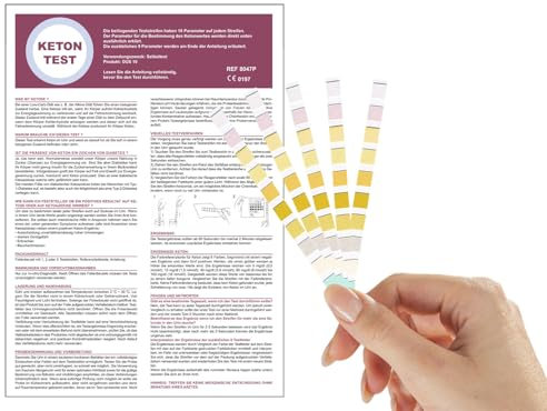 One+Step Premium Ketone Teststreifen 5 Stück I Zusätzliche Kontrolle von pH und Glukose I Keto Test I Stoffwechselkontrolle für Ketose I Keton Test mit Referenzfarbkarte