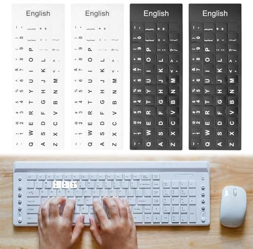 OUDQFCJ 4 pcs Englische Tastaturaufkleber Englische Ersatzaufkleber Buchstaben für Laptop Tastatur (Englisch)