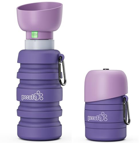 Pecute Bouteille d'eau pour Chien Portable 850ml avec Gamelle d'eau, Distributeur d'eau pour Chien Chat Portable Gourde Anti-Fuite Non-Toxique, Balade Voyage Randonnée