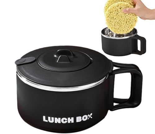 Mikrowelle Ramen Bowl | 1200 ml Ramen -Kocher Suppenbecher - Japanische Ramenschale, Edelstahlnudelkocher, tragbare Schüssel